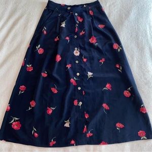 VINTAGE FLORAL BUTTON UP MIDI SKIRT